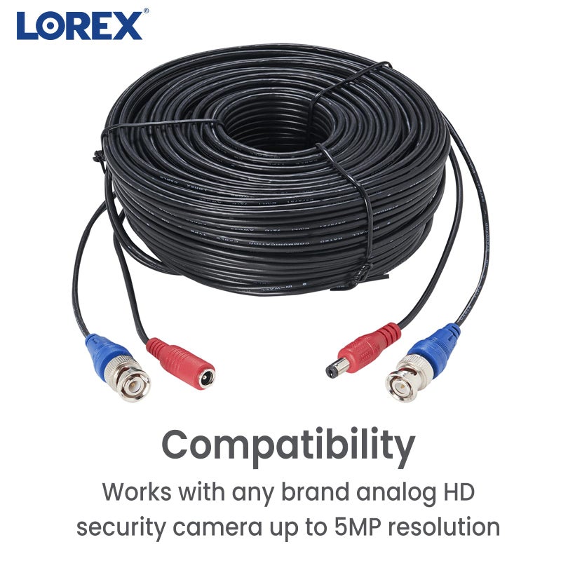 Lorex 4K RG59 Power Accessory Cable, Video Cable for Security Camera Systems, for Analog HD (CVI/TVI/AHD/MPX) or Analog (CVBS) Surveillance System, 100 feet (30m) - Image 3